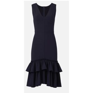 Tome NYC Ariel Ruffle Hem Midi Dress Navy Blue Size 4